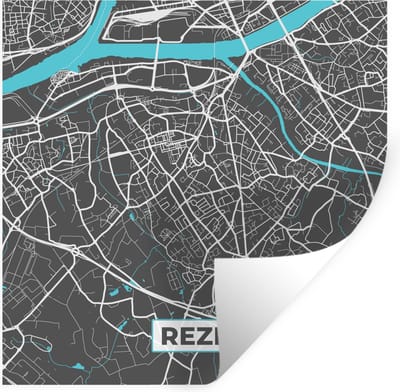 Muurstickers - Sticker Folie - Rezé - Frankrijk - Stadskaart - Kaart - Plattegrond - 100x100 cm - Plakfolie - Muurstickers Kinderkamer - Zelfklevend Behang XXL - Zelfklevend behangpapier - Stickerfolie