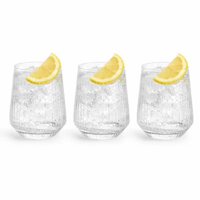 Lines glazen 6-delig 435 ml geribbeld vaatwasserbestendig geschikt warm en koud