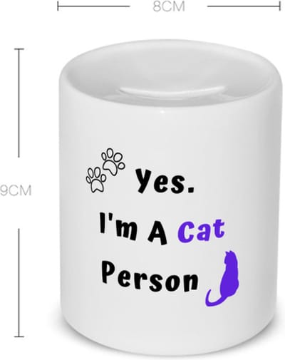 Akyol - yes i'm a cat person Spaarpot - Katten - katten liefhebbers - iemand die houdt van poezen - verjaardag - cadeau - kado - geschenk - 350 ML inhoud