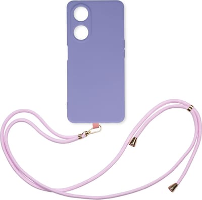 Casemania Hoesje Geschikt voor Oppo A18 & A38 - Paars - Siliconen Back Cover met Koord - Telefoonhoesje met Koord - Crossbody Lanyard Cord Case