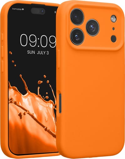 kwmobile telefoonhoesje geschikt voor Apple iPhone 17 Pro - TPU backcover met siliconen coating - Smartphone case in fruitig oranje