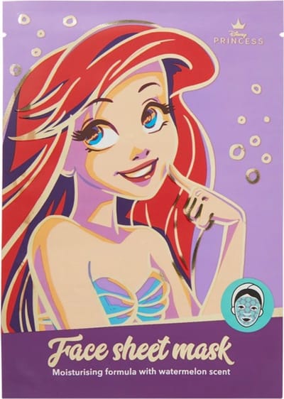 Disney Princess - Ariel gezichtsmasker - sheet mask - tissue with print - orange - sinaasappel - prinsessen masker kleine zeemeermin - vochtinbrengend - 20ml