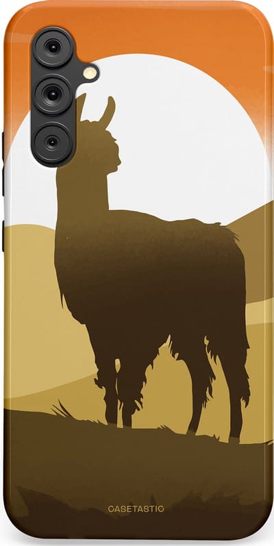 Casetastic Hoesje Geschikt voor Samsung A34 (5G) - Stijlvolle Beschermende Duo-layer Case - Silhouet Alpaca