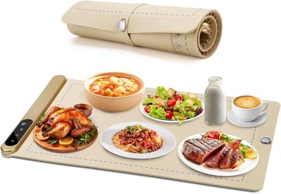 Elektrische Warmhoudplaat met 6 Temperatuurinstellingen en Automatische Uitschakeling - Voedselveilige Warmteplaat voor Buffet, Familie en Keuken (50-100°C)