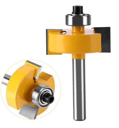 Rabbet Freesset - Houtfrees met Lagers - Houtbewerking Afwerking - Hittebestendige Coating - 1/4 Inch Schacht - Zilverkleurig