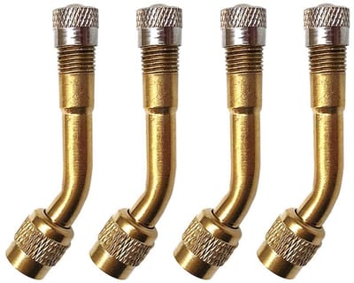 Dailygoods - Professionele Bandenventielverlengingsadapterset - 135 Graden Bandenstamverlenging - Messing Luchtbandverlenging - Goud - Schrader-ventie...