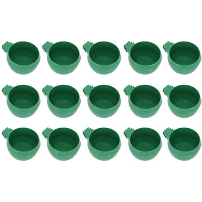 15 Pièces Bol Rond pour Nourriture d'Oiseau Épaissi Récipient à Nourriture pour Cage Bol d'Alimentation en Eau pour Animal de Compagnie blue