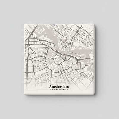 Amsterdam Stadskaart Tegel – 15x15 cm Decoratieve Keramische Wandtegel | Nederland Plattegrond Kunst