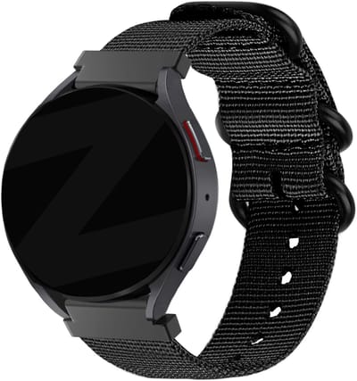 Bandz Hoogwaardige nylon band met gespsluiting geschikt voor Garmin Vivoactive 6 / 5 / 3 / Vivomove / 3 / HR / Style / Luxe / Sport / Trend / Forerunner 645 / 570 / 245 / 170 / 165 / 70 / 55 / Venu / SQ / SQ2 / 2 Plus / Approach S12 / S40 - Zwart