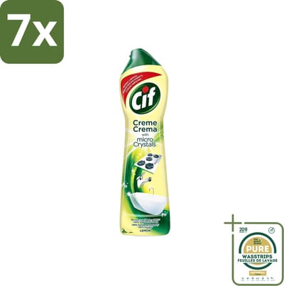 7 x Cif - Badkamer & Keuken - Schuurmiddel - Cream Lemon - 500 ml - Grootverpakking - Schoonmaakmiddel - Schuren - Vet Verwijderen - Kalkaanslag Verwijderen - Citrusgeur