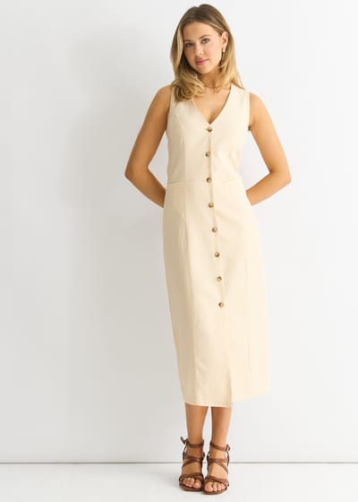 Stone knoop door taille jas midi jurk