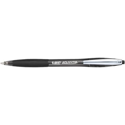 BIC Atlantis Soft Uitschuifbare Balpennen - Zwart - Doos van 12 Stuks - Medium Punt 1 mm