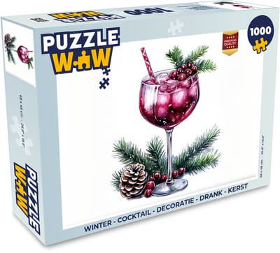 Puzzel Winter - Cocktail - Decoratie - Drank - Kerst - Legpuzzel - Puzzel 1000 stukjes volwassenen - Kerst - Cadeau - Kerstcadeau voor mannen, vrouwen en kinderen