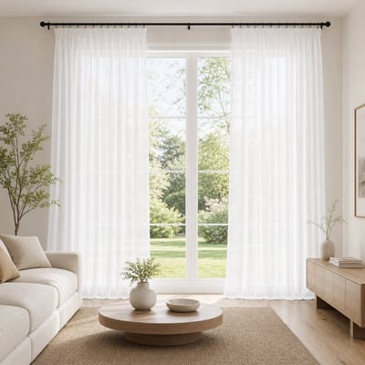 Qelus Extra Brede Voile - Witte Vitrage - 254x244cm - 100 inch Breed - rod pocket - plooiband - lichtfilterend - voor schuifpui - groot raam - Wit - 1 Stuk