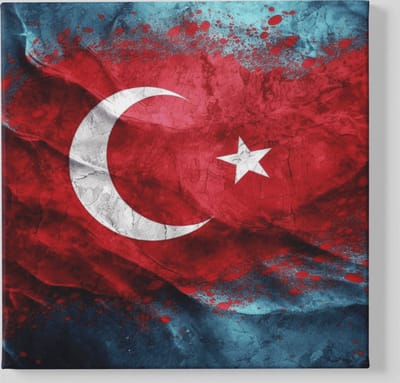 Canvas Schilderij - Vlag - Turkije - Wanddecoratie - 40x40 cm