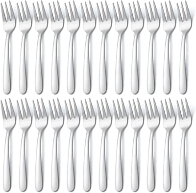 Set van 24 Stuks RVS Taartvorken - 5,31 Inch - Geschikt voor Huishoudens, Restaurants en Cateraars - Vaatwasserbestendig en Glanzend Gepolijst