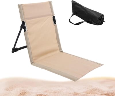 Strandstoel - Strandmat Lounge - Buiten Ontspannen - Verstelbare Rugleuning - Opvouwbaar - Gebroken Wit