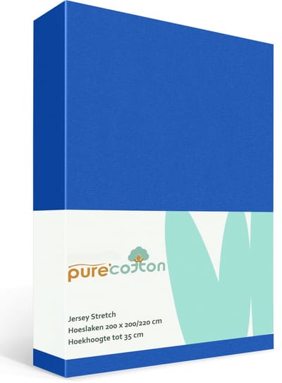 Hoeslaken 200x200 - Katoen jersey - Hoekhoogte 35cm - Elastiek rondom - Blauw