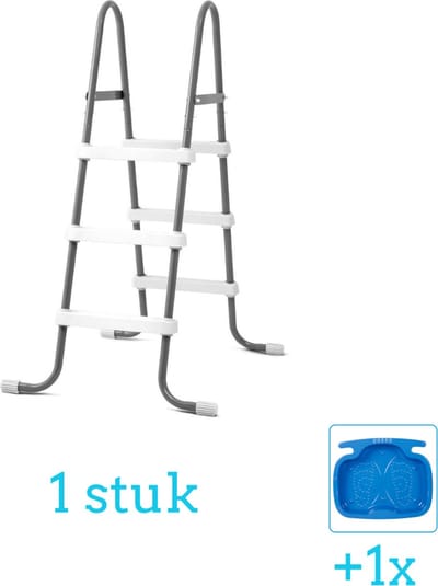 Intex Zwembadtrap - 91 cm inclusief Intex Voetenbad (1 stuks) - Zwembad trap - Zwembadladder - Zwembadtrap Intex