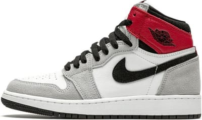 Air Jordan 1 Retro High 'Light Smoke Grey' (GS) - maat EU35.5 - 575441-126 - grijs - zwart - wit - rood - sneakers hoog