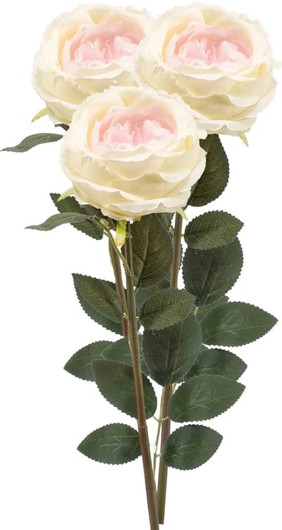 Emerald Kunstbloem roos Joelle - 3x - creme - 65 cm - decoratie bloemen