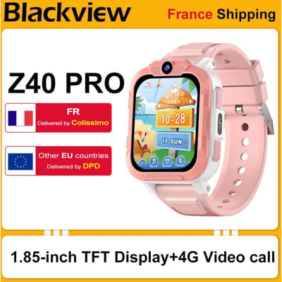Kinder Smartwatch Blackview Z40 Pro, LBS+WiFi+GPS, 1,85-inch TFT-scherm, drievoudige AI-positionering, grote 850mAh-batterij, 4G, videobellen, smartwatch met LED-verlichting, IP68 waterdicht