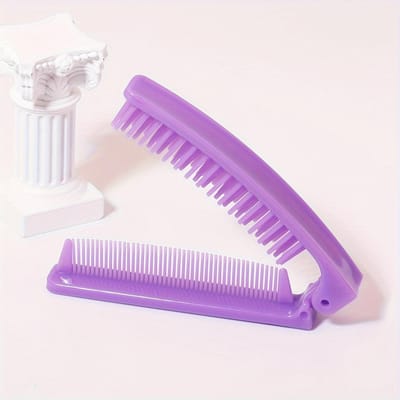 Compacte Vouwbare Haarborstel voor Reizen - Draagbaar, Zakformaat, Ontwerp met Duurzame Plastic Borstelharen & ABS Handvat white