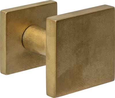 Intersteel Voordeurknop vierkant 64x64mm op achterplaat 54x54mm verkropt éénzijdige montage PVD messing getrommeld