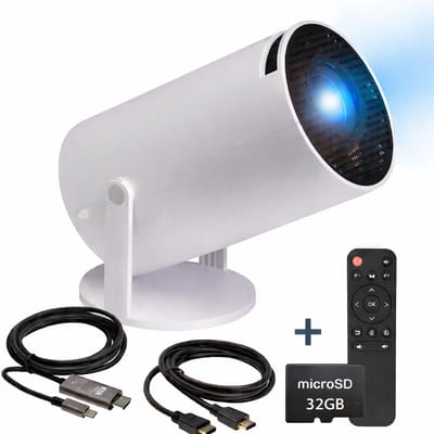 Mini Beamer + 32GB Micro SD Kaart - Full HD - Alles-in-één Smart TV Projector - 175 ANSI Lumen - Projector - Thuisbioscoop - Home Cinema -HDMI - USB-C -