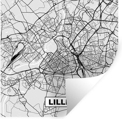 Muurstickers - Sticker Folie - Kaart - Stadskaart - Frankrijk - Lille - Plattegrond - 100x100 cm - Plakfolie - Muurstickers Kinderkamer - Zelfklevend Behang XXL - Zelfklevend behangpapier - Stickerfolie