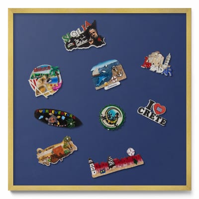 Tulup Magneetbord met Gouden Frame - Marine Magneetbord Met Effen Achtergrond - 50 cm x 50 cm - Marineblauwe kleur - Magneetbord voor Foto's en Notities - Magneetbord voor Reissouvenirs - Magnetisch Bord Foto Bevestiging