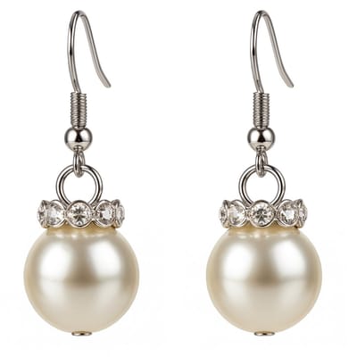 Oorbellen dames - oorhangers - zilverkleurig - parel en strass - bruidssieraad - feestdagen - kerst