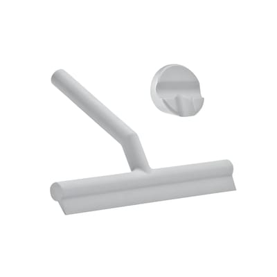 Zone Denmark Solo Douchewisser – Wisser douche met Houder – Zelfklevende Ophanghaak – Trekker douche Silicone – Badkamer Accessoire – Anti-roest Design – Soft Grey (grijs) – 21 x 17 x 3,5 cm