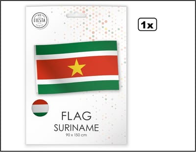 Luxe vlag Suriname 150cm x 90cm - vlag verpakt in luxe verpakking - Landen festival thema feest fun verjaardag