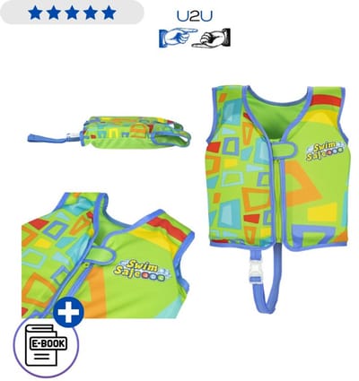 Bestway Groen Zwemvest 32177 56 cm Kinder Zwemhulp Foam Drijfvest 19-30 kg UPF50+ Verstelbaar Veilig Zwemvest Leren Zwemmen Met Ebook