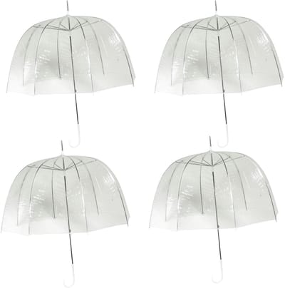 Transparante bruiloft koepel paraplu - 4x - kunststof handvat - dia 75 cm - doorzichtig - Bruid/bruidegom paraplu