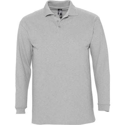 SOLS Heren Winter II gemêleerd poloshirt met lange mouwen (Grijze Melange)