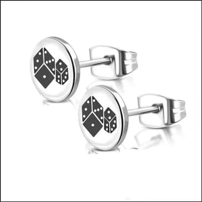 Aramat Jewels | Oorbellen | Stalen Ronde Oorstekers met logo | 8mm / Dobbelstenen | |10mm | Staal | Volwassenen | Verkleurd niet