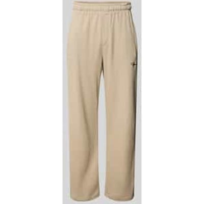 Wide fit sweatpants met logostitching, model 'Rib'