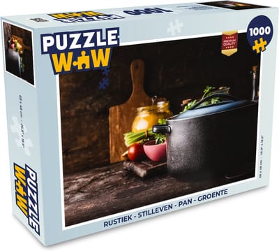 Puzzel Rustiek - Stilleven - Pan - Groente - Legpuzzel - Puzzel 1000 stukjes volwassenen