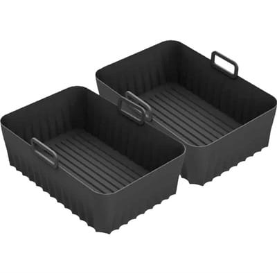 EXCITAT Tweedelig accessoire voor de airfryer - Airfryervormen - Eenvoudig schoon te maken - Wasbaar - Zwart