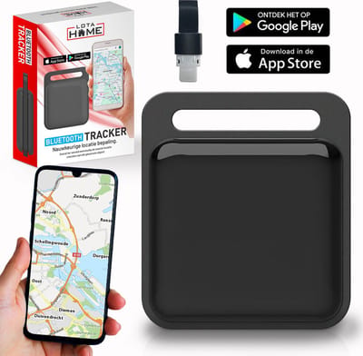 LotaHome - Bluetooth Tracker - Koffer, Mensen, Dieren, Auto's Tracker - Koffer Tracker - Geen Abonnement - Gratis App - 1 Jaar Batterij - Wereldwijd Bereik - Waterdicht - Keyfinder - Extra Batterij - Voor Vakantie - Zwart