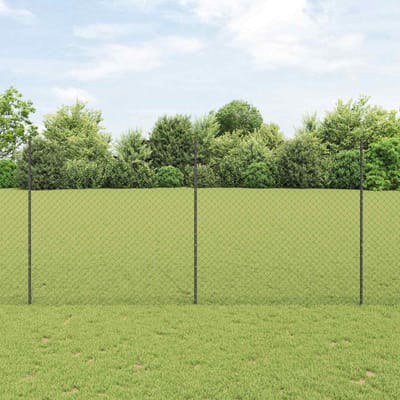 vidaXL - gaashek - met - palen - 10 - x - 1,5 - m - PVC-Coated - Staal - Grijs - Mesh