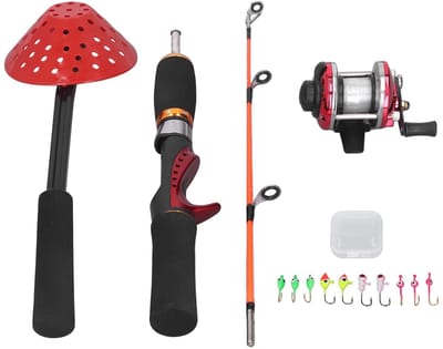 Dailygoods- Ijshengel Met Opbergdoos - Vishaspel Met Vislijn - Ijs Vishaak - Ijs Scoop - Draagbaar - Koolstofvezel Materiaal - Ijsvisgereedschap