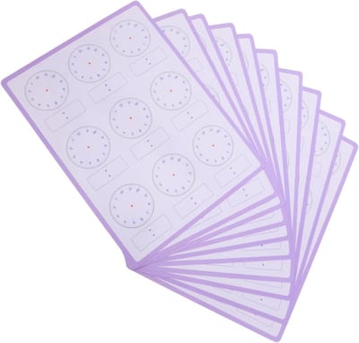 Klokpapier met Tijd Leren - Oefenpapier Tijdsindicatie - Kinderen Tijd Leren - Dubbelzijdig Uitwisbaar - 28.50X21.00X0.10CM - Multi
