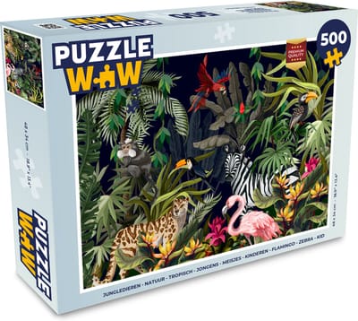 Puzzel Jungle dieren - Natuur - Jongens - Meisjes - Flamingo - Zebra - Legpuzzel - Puzzel 500 stukjes