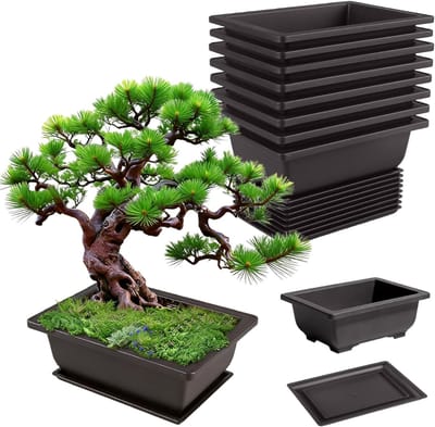 HEZIVO® Bonsai Schaal - Pot met Tray - Kunststof - Herbruikbaar - 8 Stuks