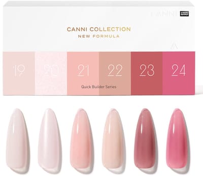 Canni BIAB Set Q2 - 54 ml (6x 9 ml) - BIAB Pakket - Nude - Roze - Lila - Wit - Builder Gel - BIAB Nagellak - Builder in a Bottle - BIAB Nagel Builder - BIAB Kleuren - Canni BIAB