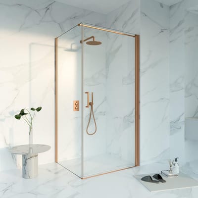 FugaFlow Eccelente Vetro Douchecabine - 100x80x200 - Profiel veiligheidsglas - anti kalk - Geborsteld koper PVD (Koper)
