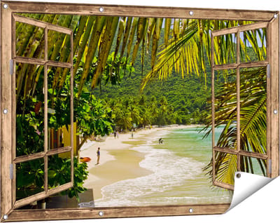 Gards Tuinposter Doorkijk Laguna - 120x80 cm - Tuindoek - Tuindecoratie - Wanddecoratie buiten - Tuinschilderij